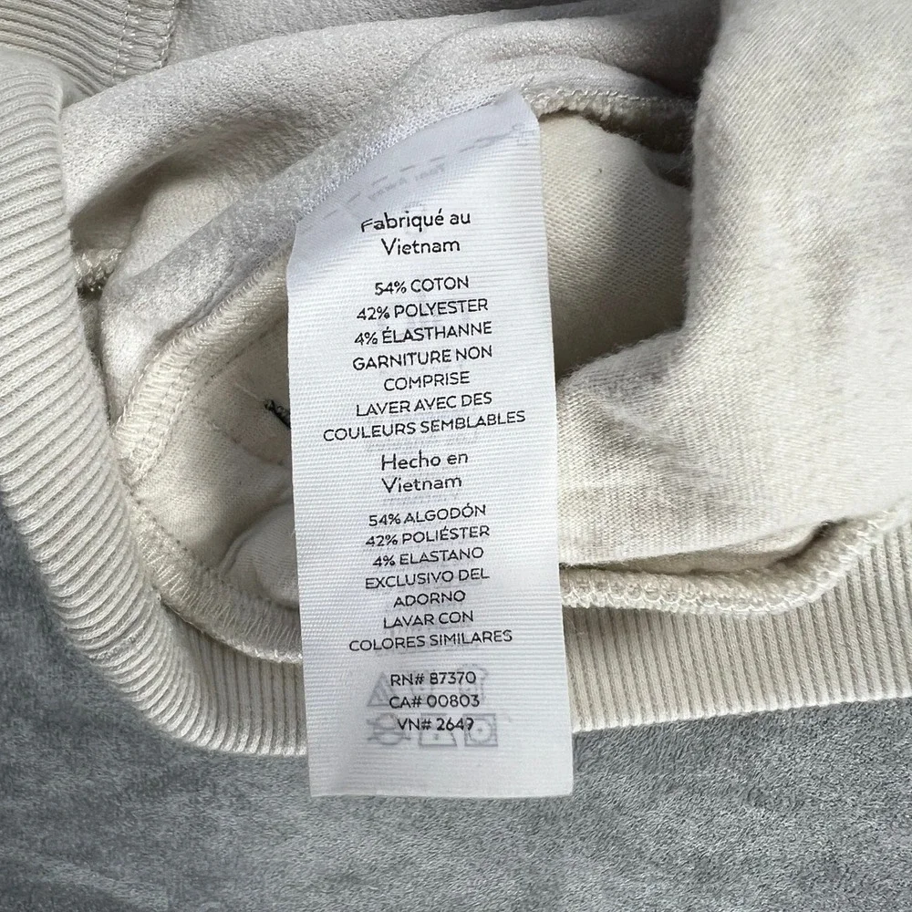 Alo‎ Yoga Womens Ivory Textured Waffle Knit Side Zip Sweatshirt Size S Pullover